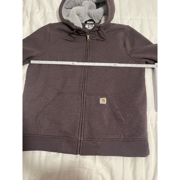 Carhartt Hoodie Womens Large Purple  Sherpa Fleece Lined Relaxed Fit Full Zip - Picture 6 of 10